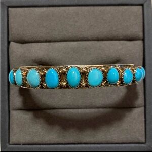 Vintage Native American Sterling Silver Turquoise Cuff Bracelet 29g sz6.25 BAHE